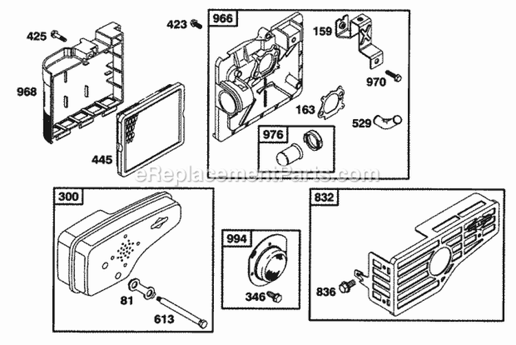 Air Cleaner Grp Muffler Grp Diagram and Parts List for 12T702-0613-99  Briggs and Stratton Engine